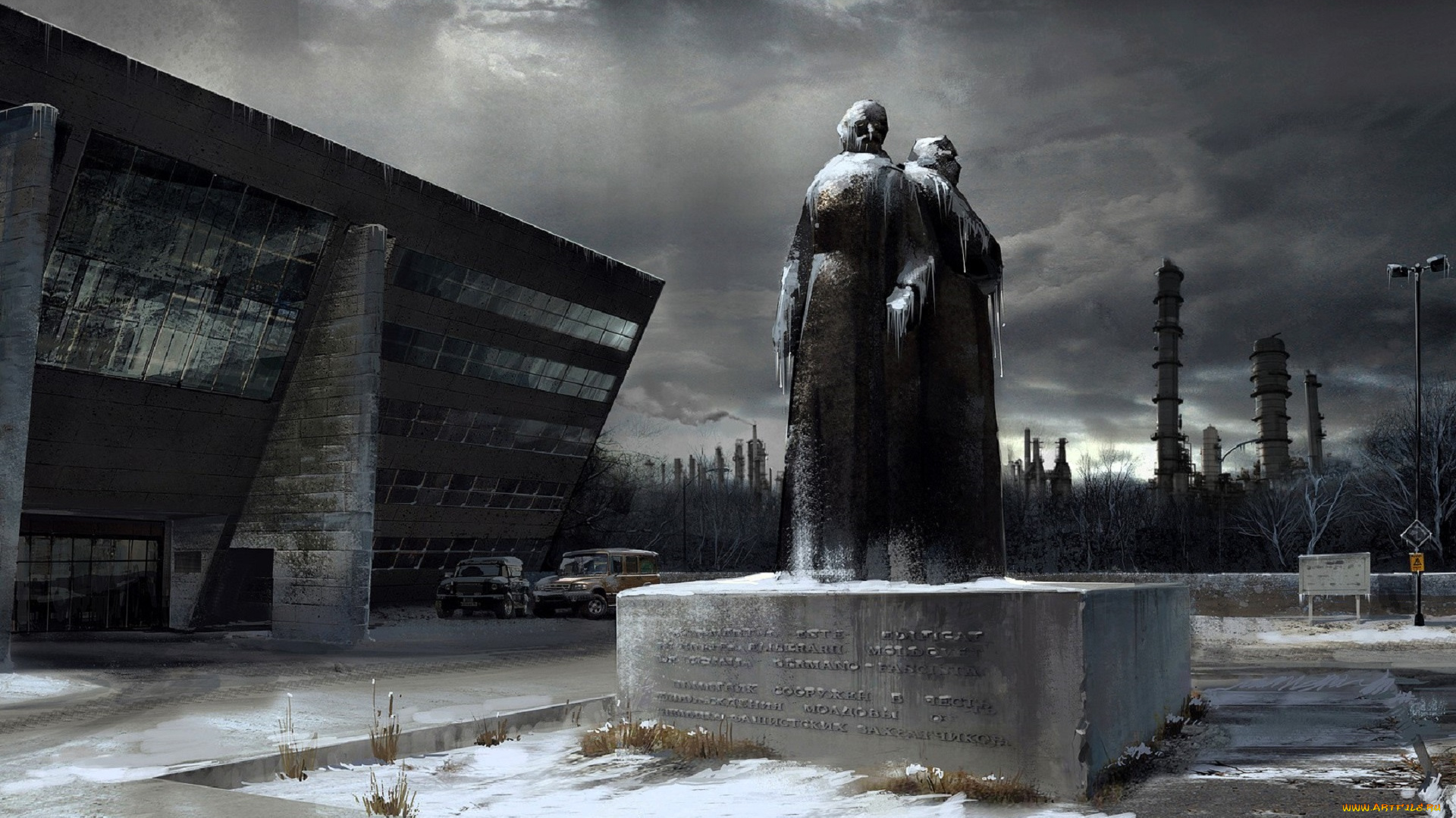 видео, игры, , 2, город, здание, машины, статуя, трубы