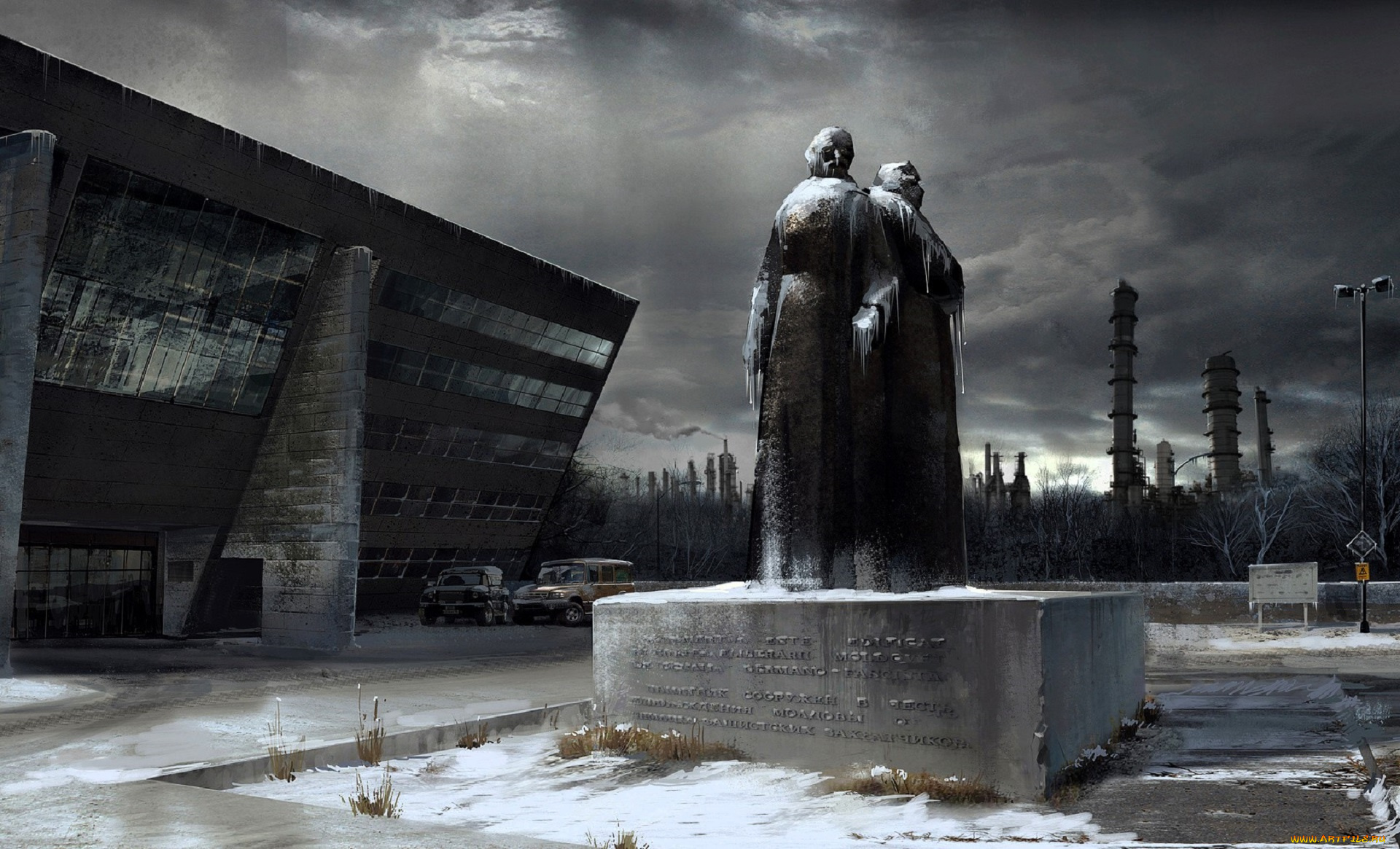 видео, игры, , 2, город, здание, машины, статуя, трубы