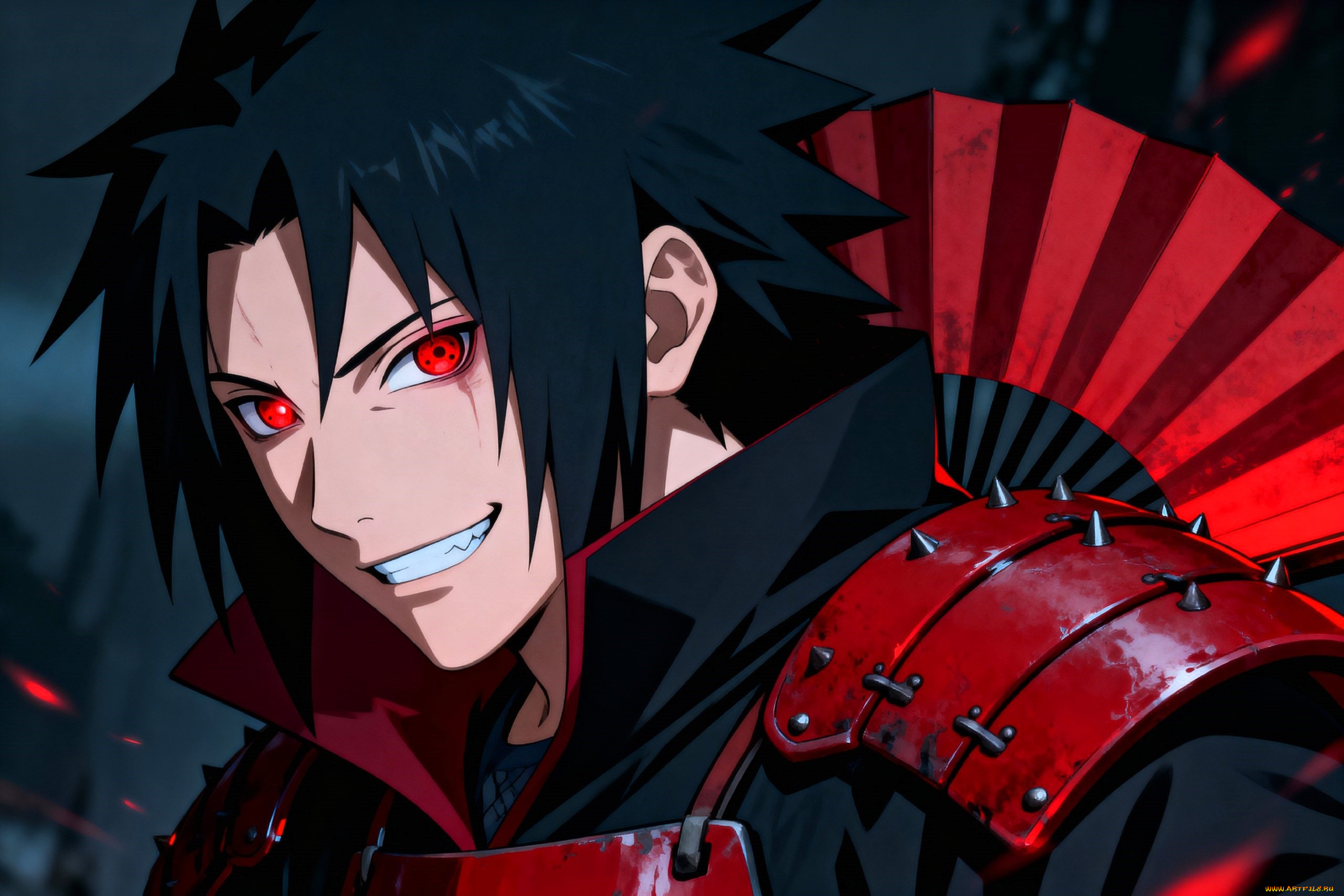 аниме, naruto, учиха, мадара, лицо, броня