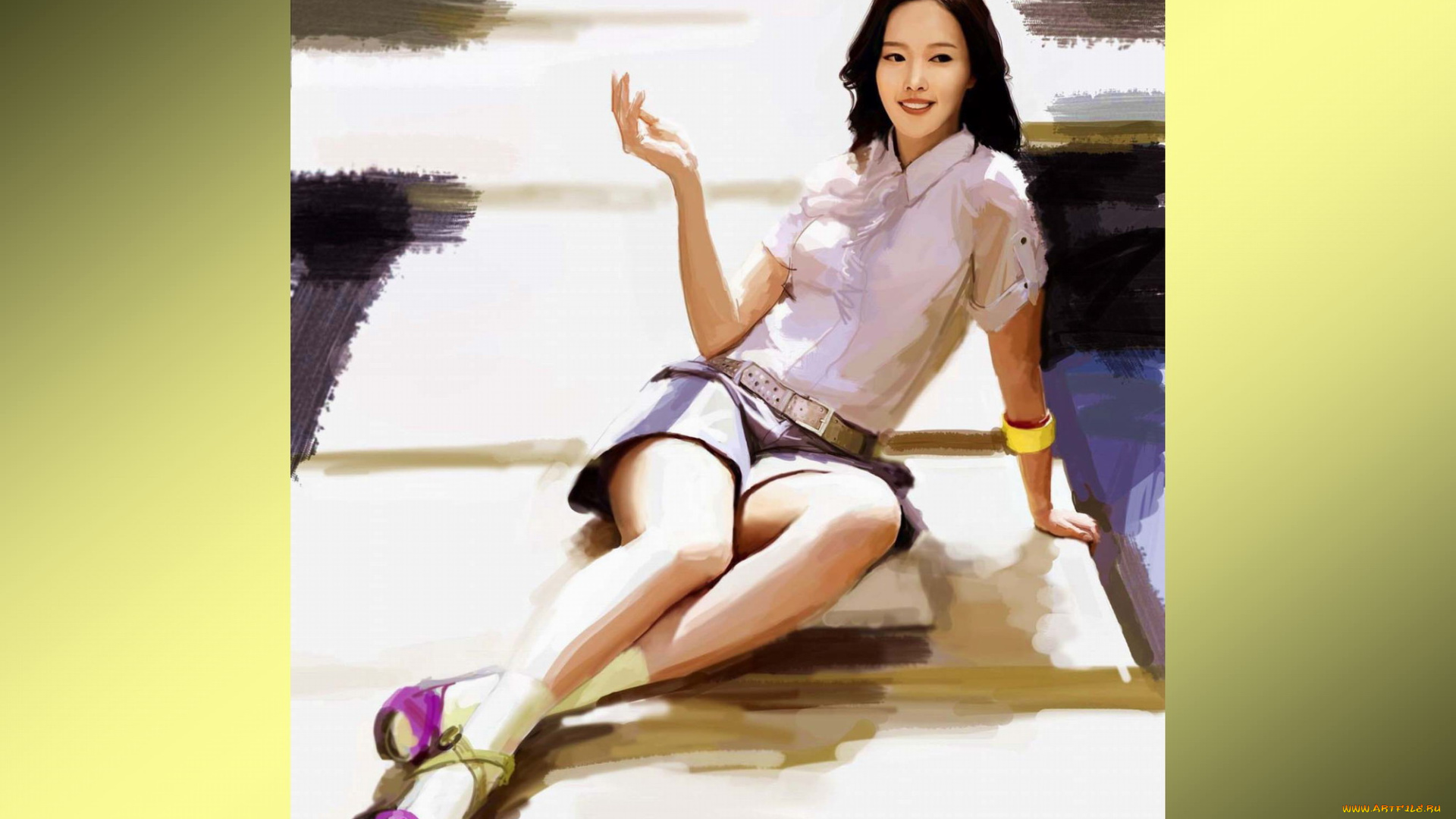 под, солнышком, v, , рисованные, люди