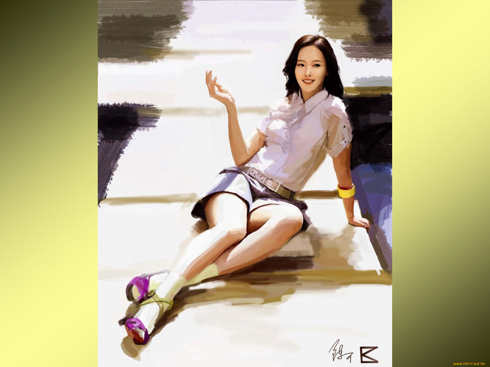 под, солнышком, v, , рисованные, люди