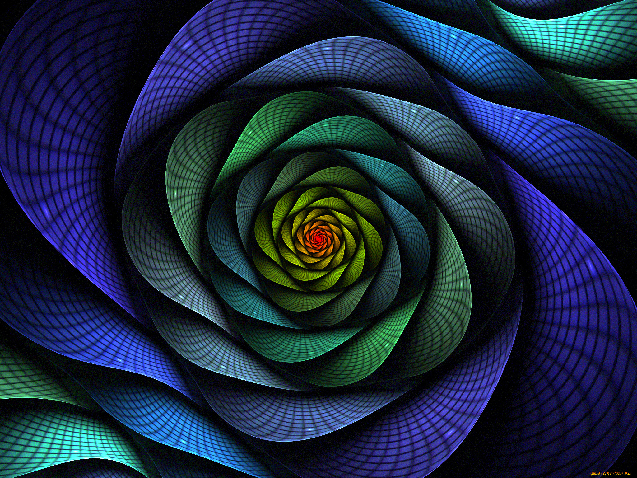 3д, графика, fractal, фракталы, линии, фон, фрактал, изгибы, узор