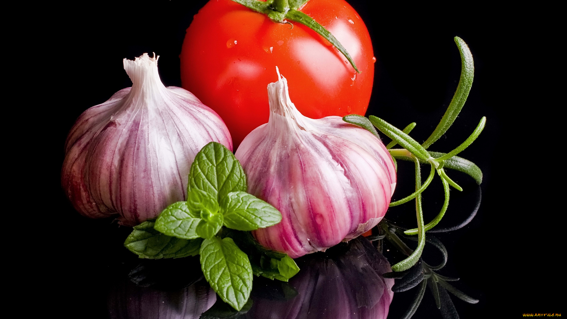 еда, овощи, помидоры, чеснок, томаты