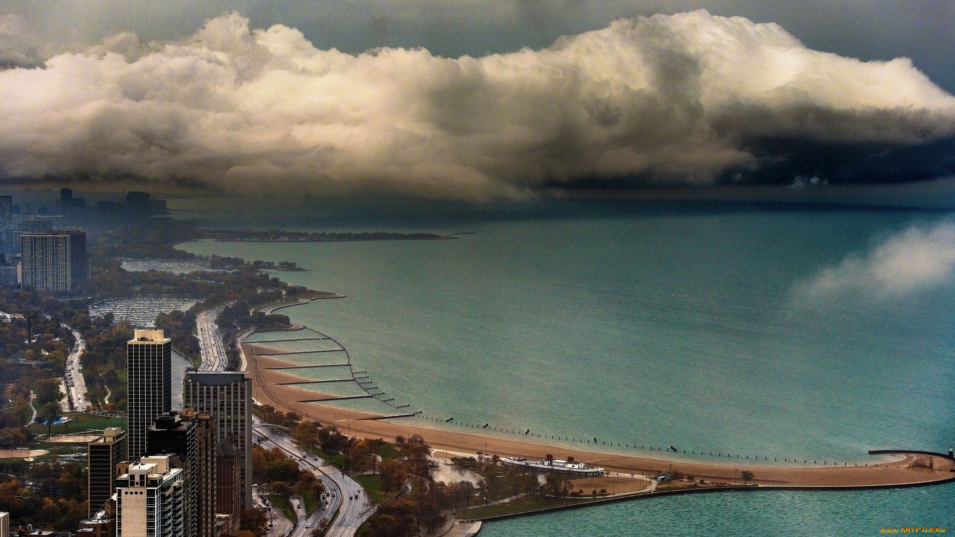 города, Чикаго, сша, побережье