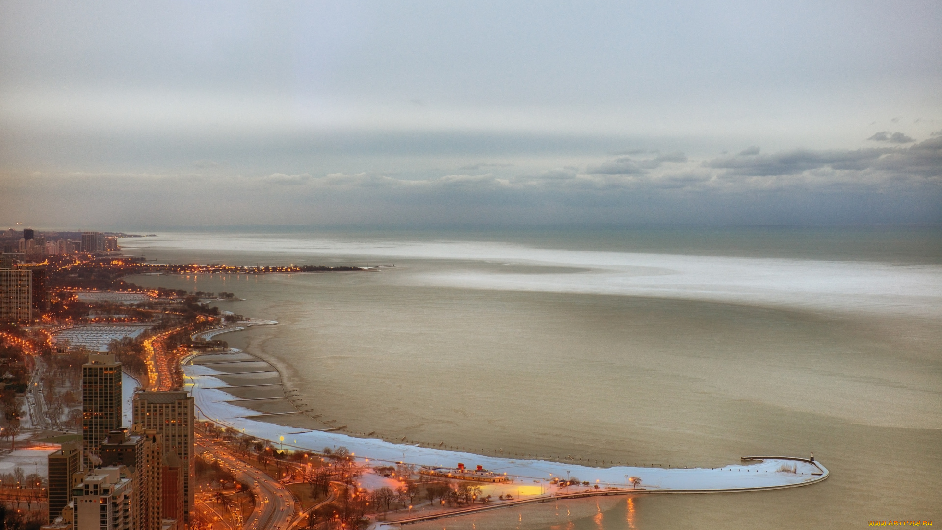 города, Чикаго, сша, побережье