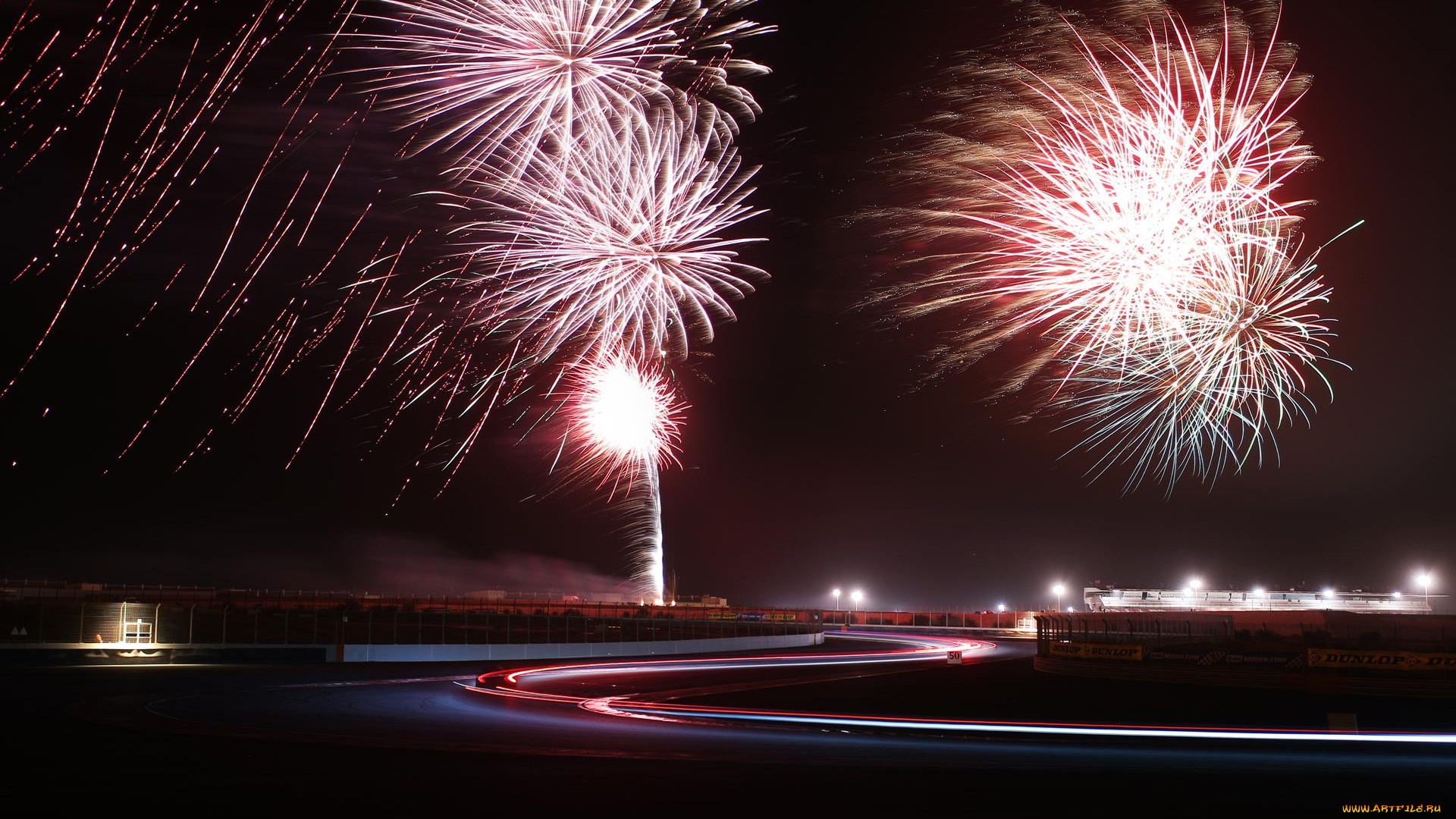 разное, салюты, фейерверки, дорога, огни, салют