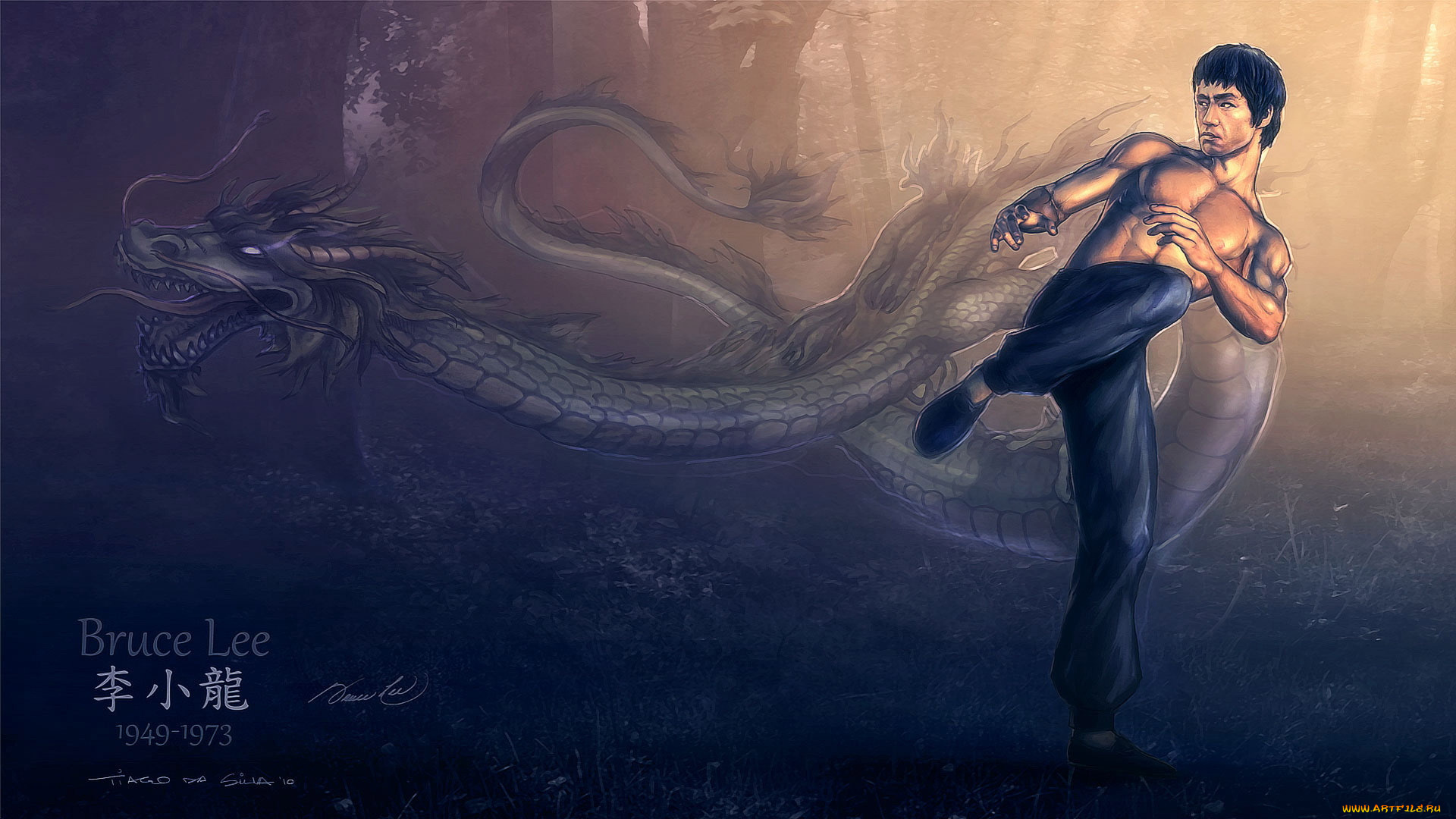 рисованные, люди, bruce, lee