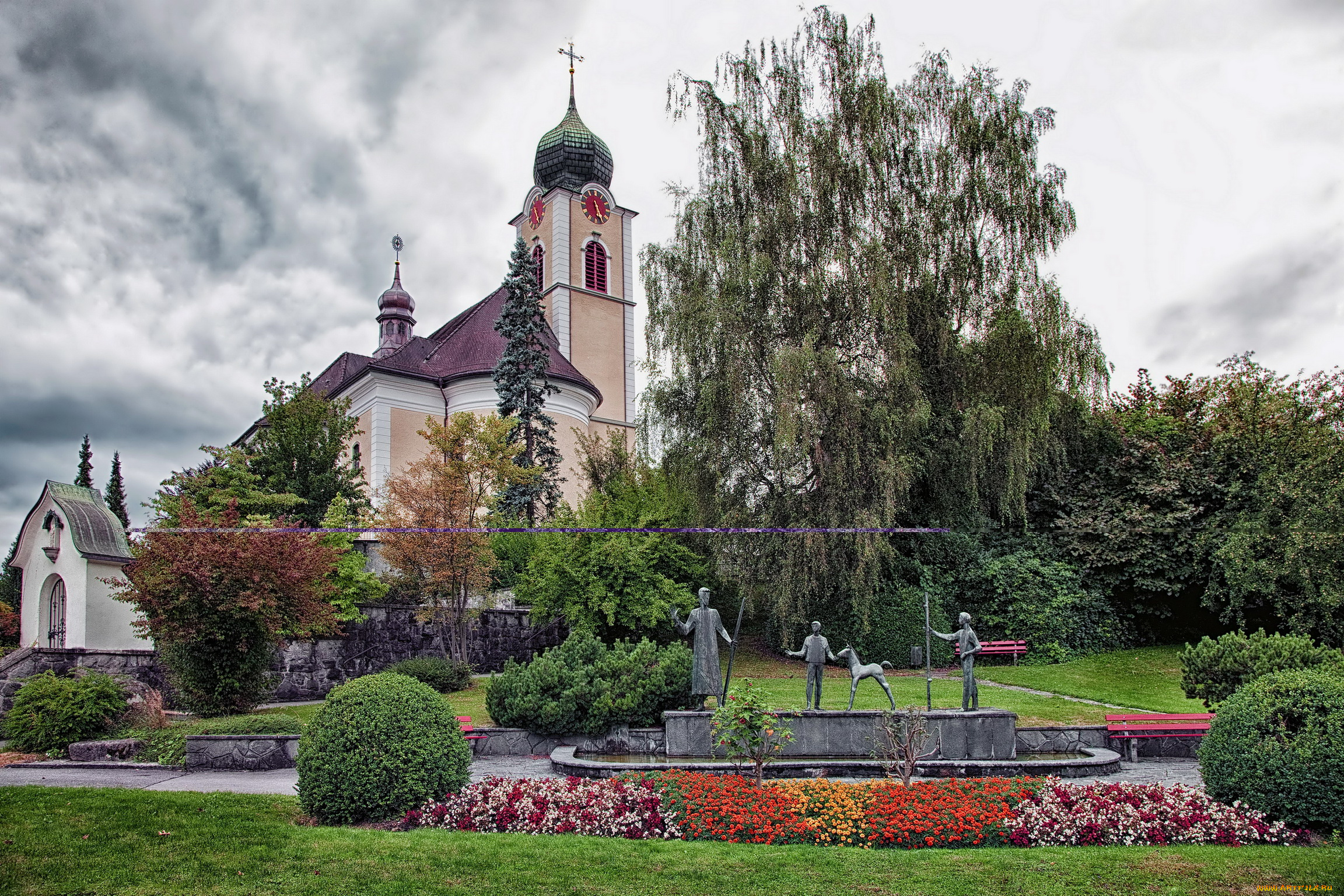 швейцария, эбикон, города, католические, соборы, костелы, аббатства, ландшафт, кастел