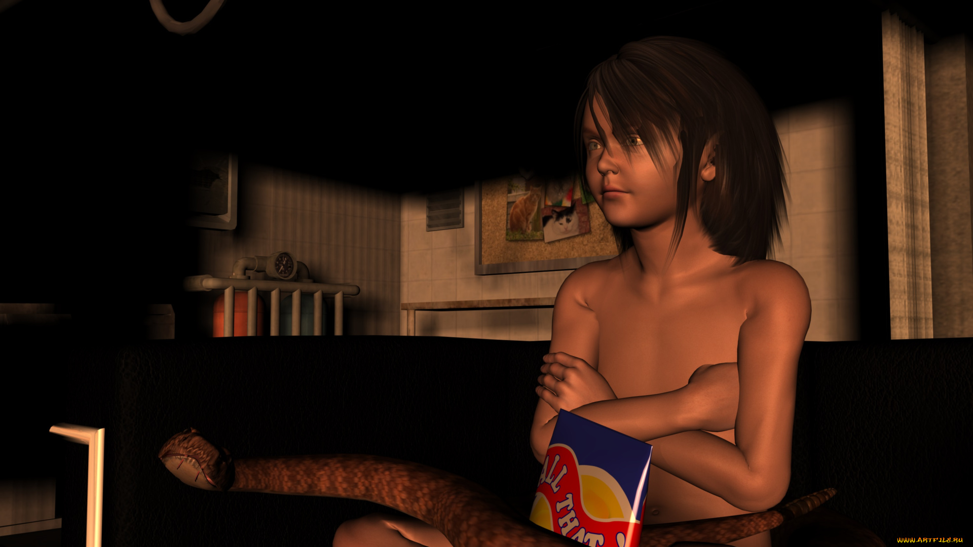 3д, графика, people, , люди, змея, мальчик