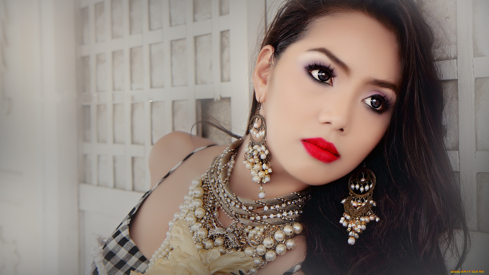 девушки, -unsort, , лица, , портреты, взгляд, украшения, макияж, лицо