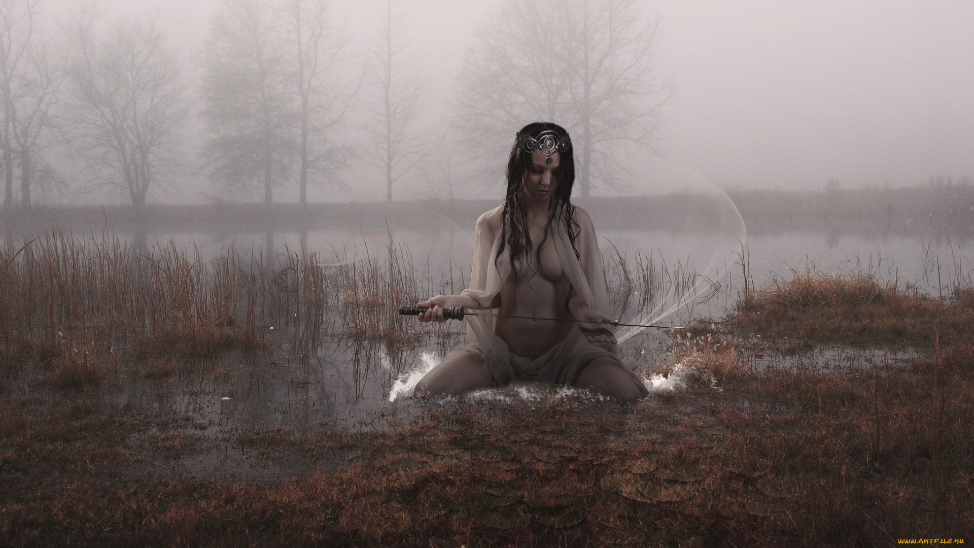 фэнтези, девушки, ню, меч