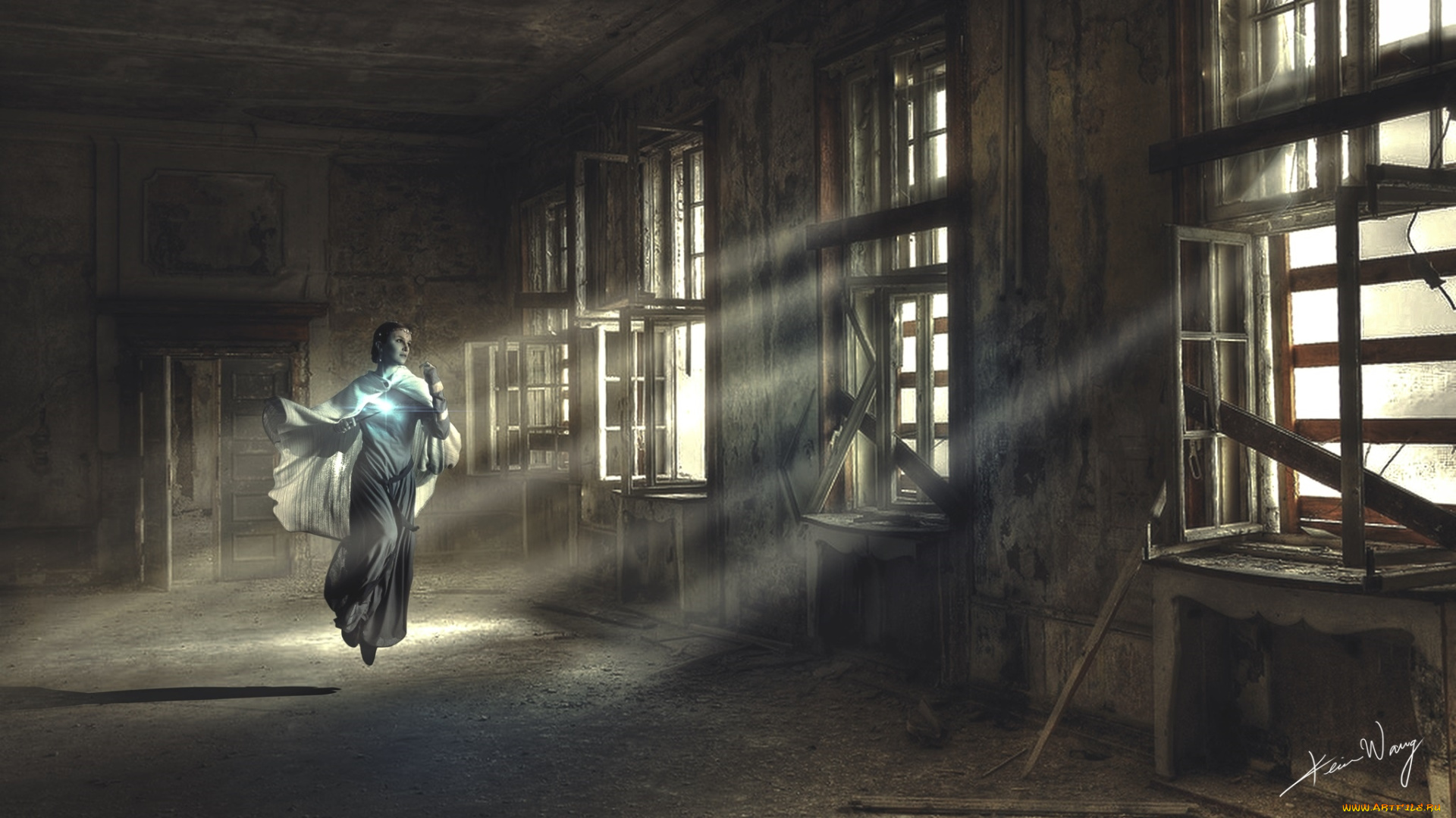 фэнтези, магия, дом, полет, свет