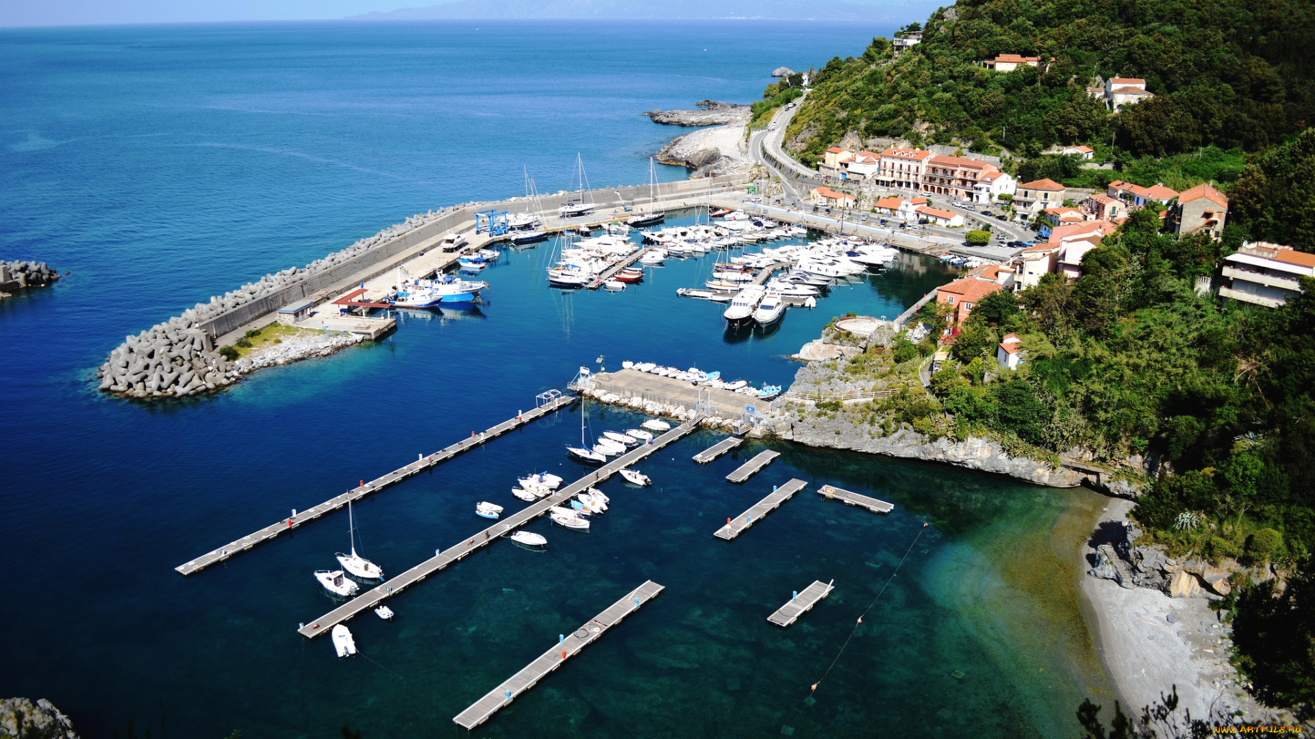города, -, панорамы, море, дома, maratea, basilicata, italy