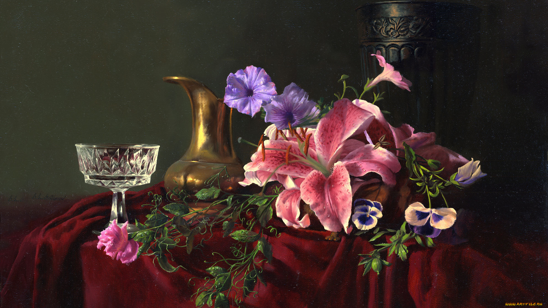 рисованные, живопись, кувшин, натюрморт