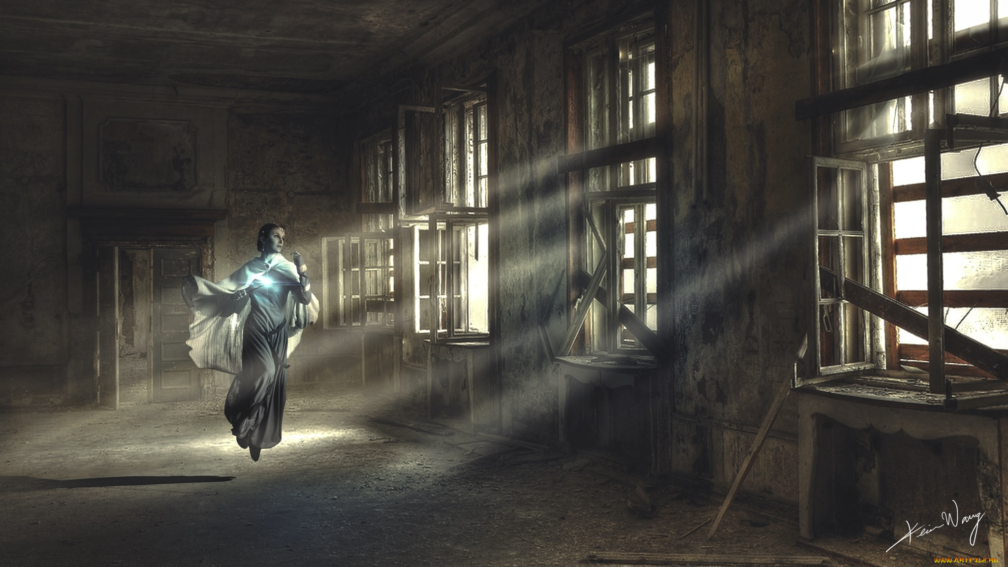 фэнтези, магия, дом, полет, свет