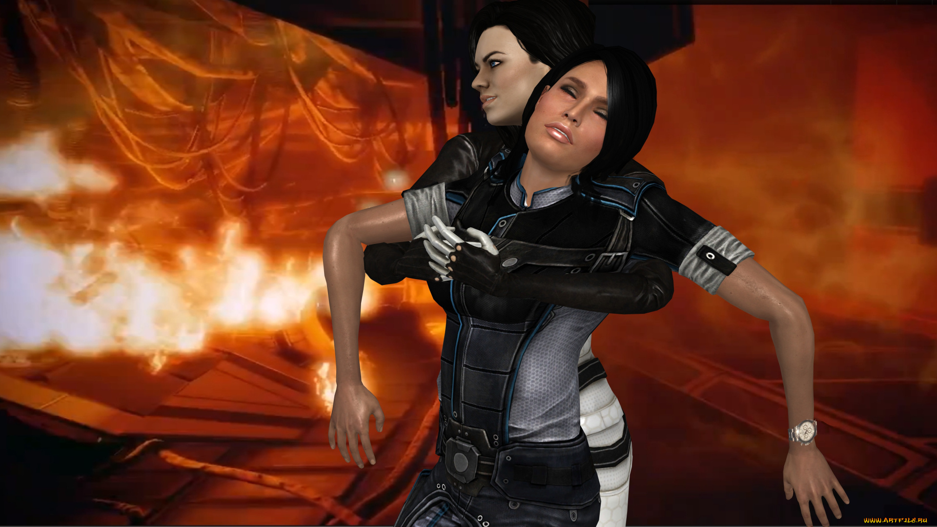 3д, графика, фантазия, , fantasy, девушки, взгляд, фон