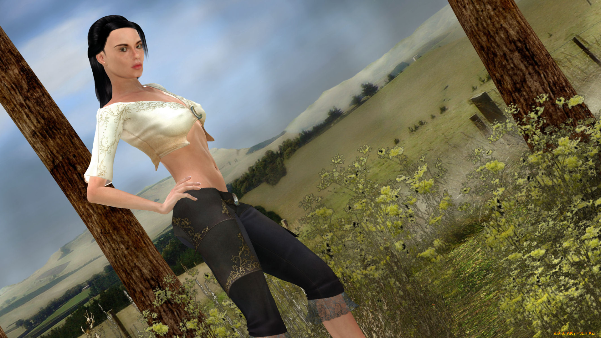 3д, графика, люди, , people, девушка, взгляд, фон