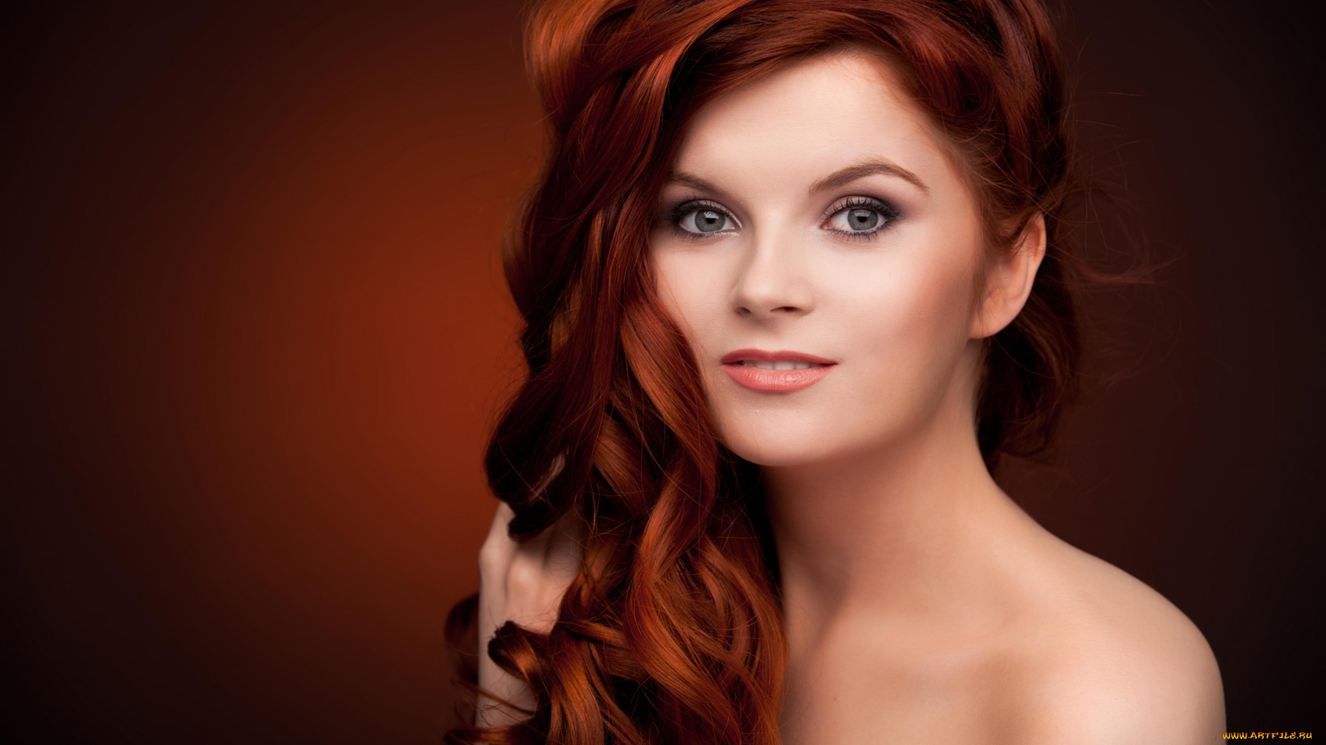 девушки, -unsort, , лица, , портреты, фон, девушка, портрет, макияж, рыжая, модель, взгляд