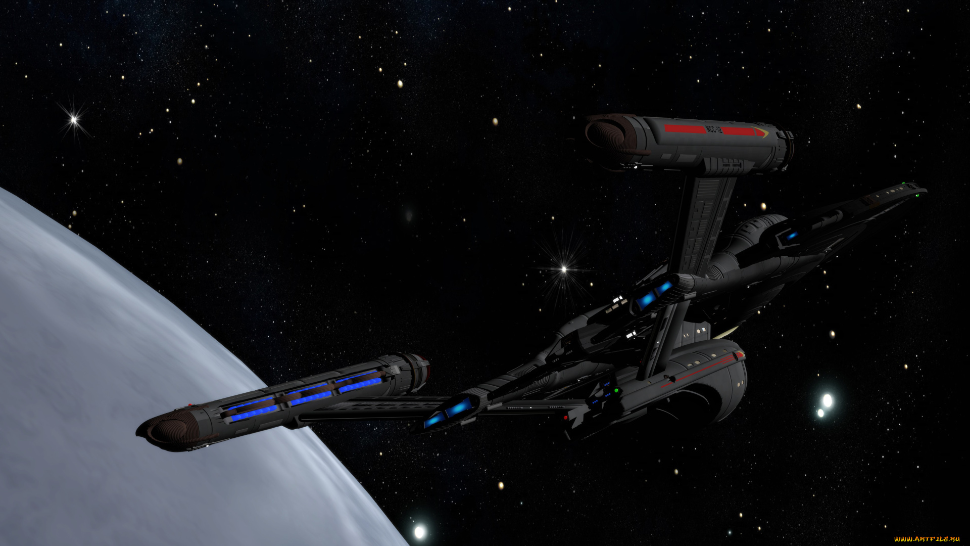 космос, арт, сияние, космический, корабль, вселенная, звезды