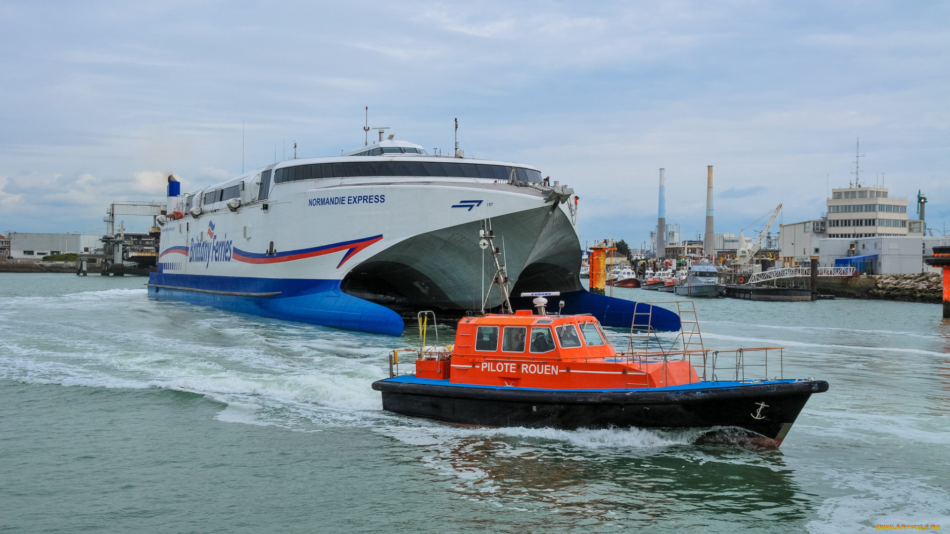 normandie, express, &, rouen, pilotage, корабли, разные, вместе, тримаран, катер, лоцманский
