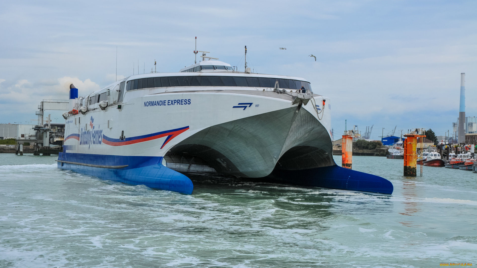 normandie, express, корабли, катамараны, и, тримараны, тримаран, пассажирский