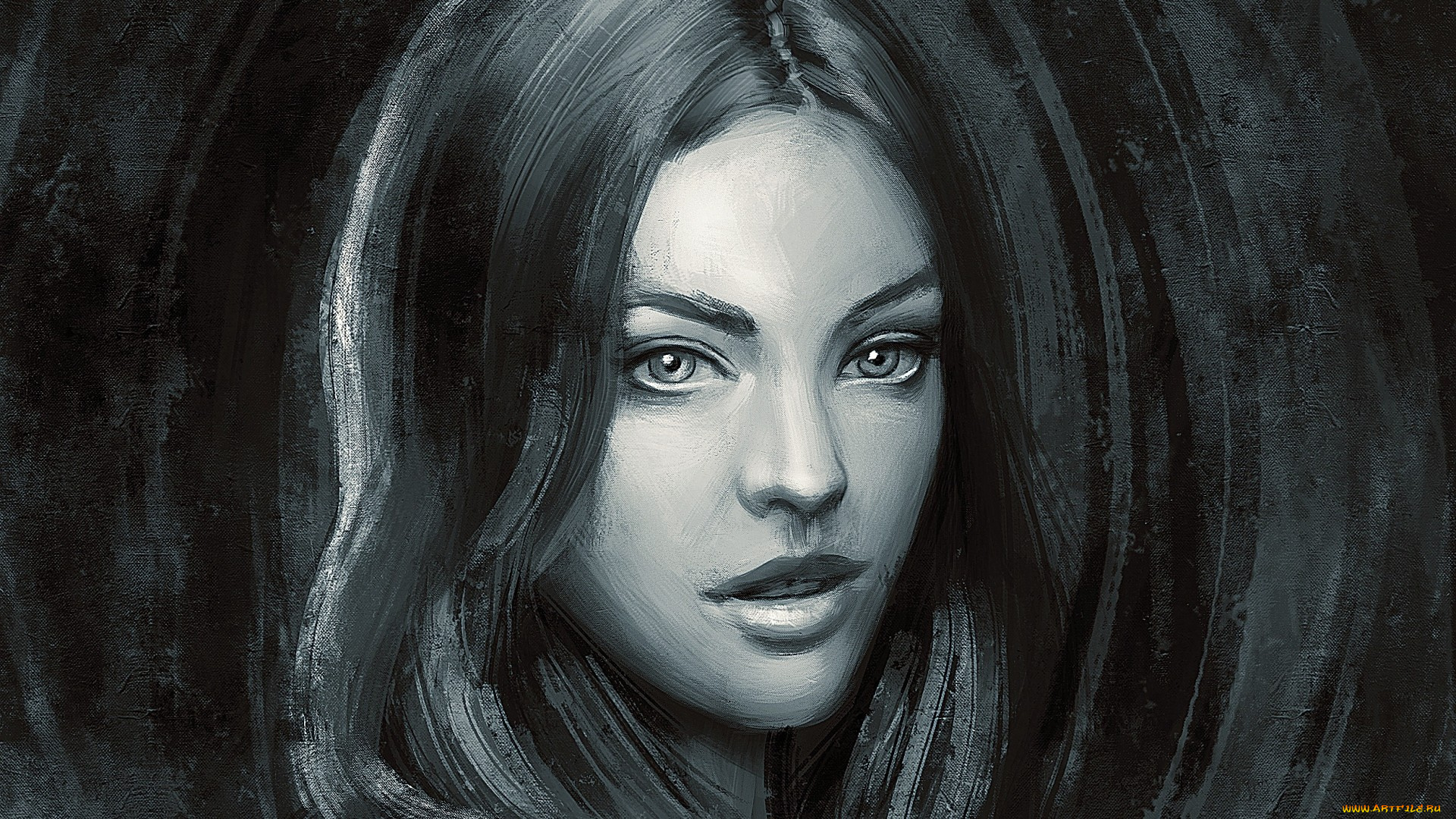 рисованное, люди, взгляд