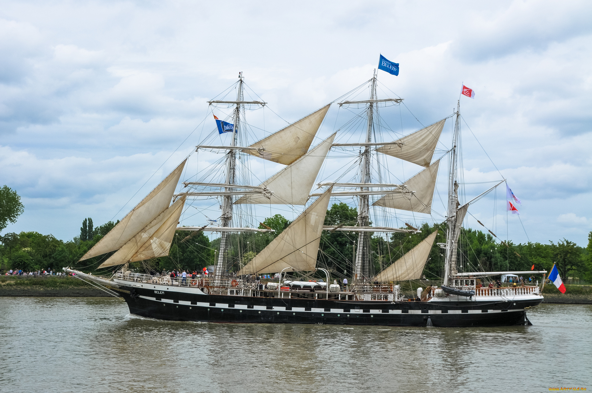 belem, корабли, парусники, вымпел, паруса, мачты, корабль