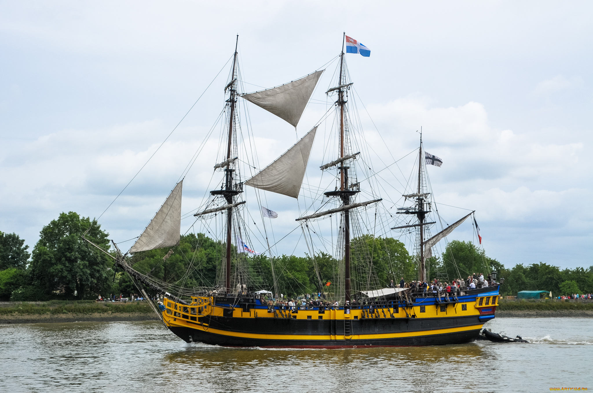 etoile, du, roy, корабли, парусники, вымпел, паруса, мачты, корабль