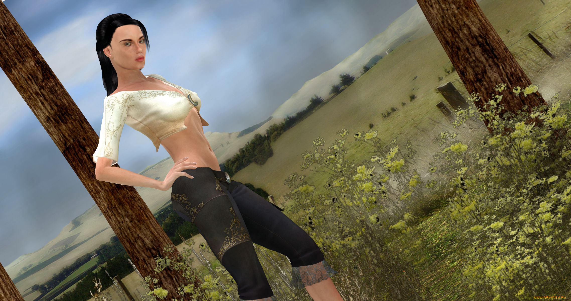 3д, графика, люди, , people, девушка, взгляд, фон