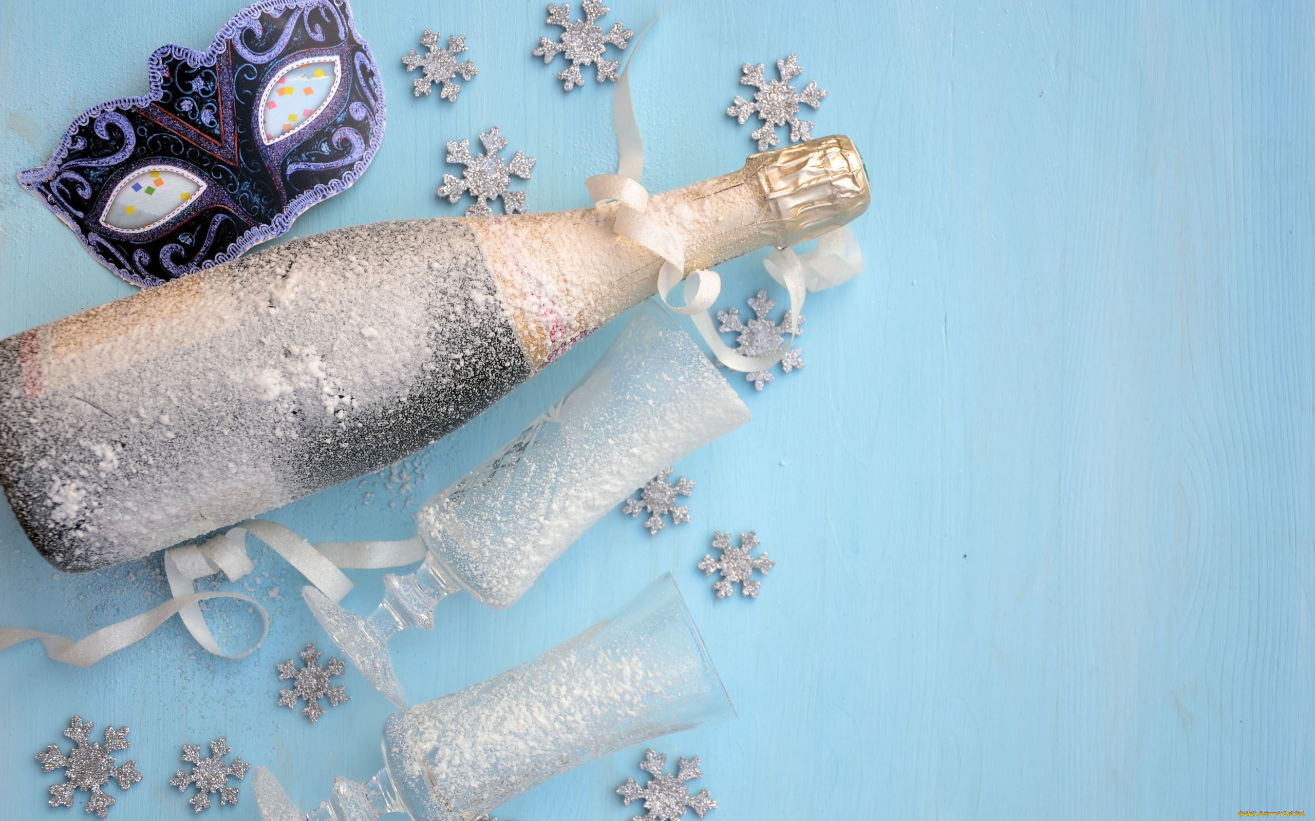 праздничные, -, разное, , новый, год, бутылка, бокалы, маска