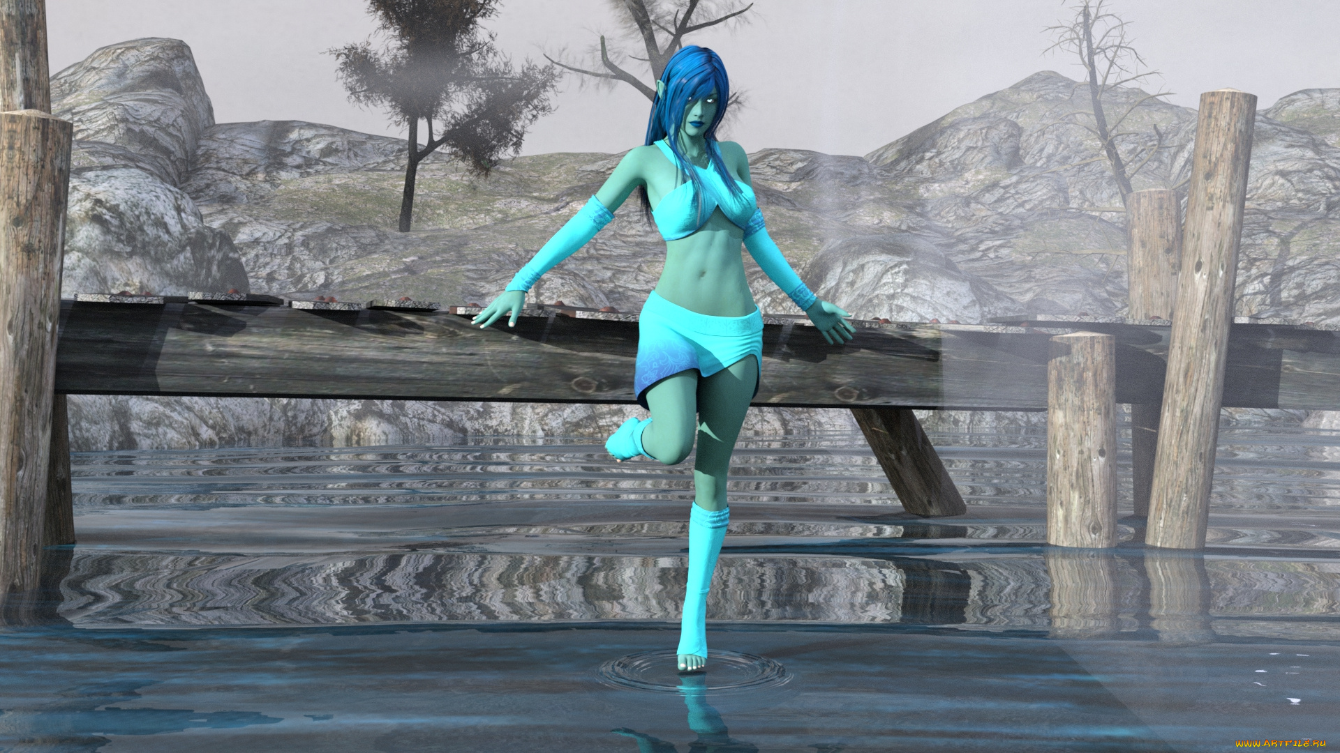 3д, графика, эльфы, , elves, фон, взгляд, халк