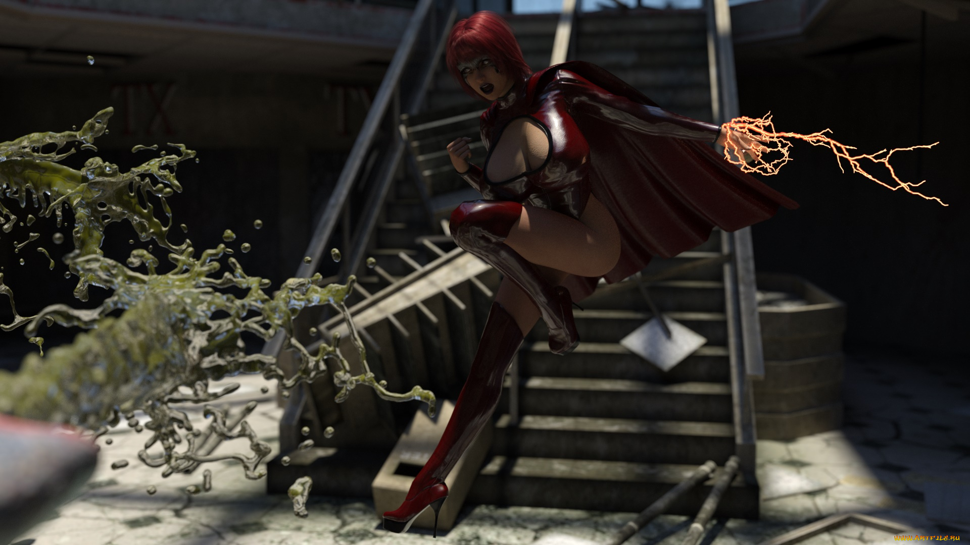 3д, графика, фантазия, , fantasy, девушка, взгляд, фон, магия