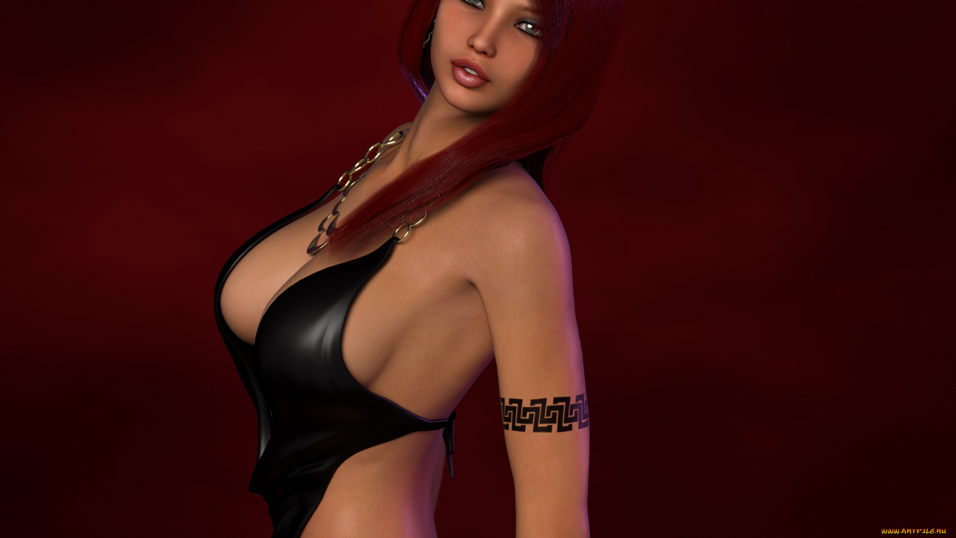 3д, графика, люди, , people, фон, взгляд, девушка, рыжая