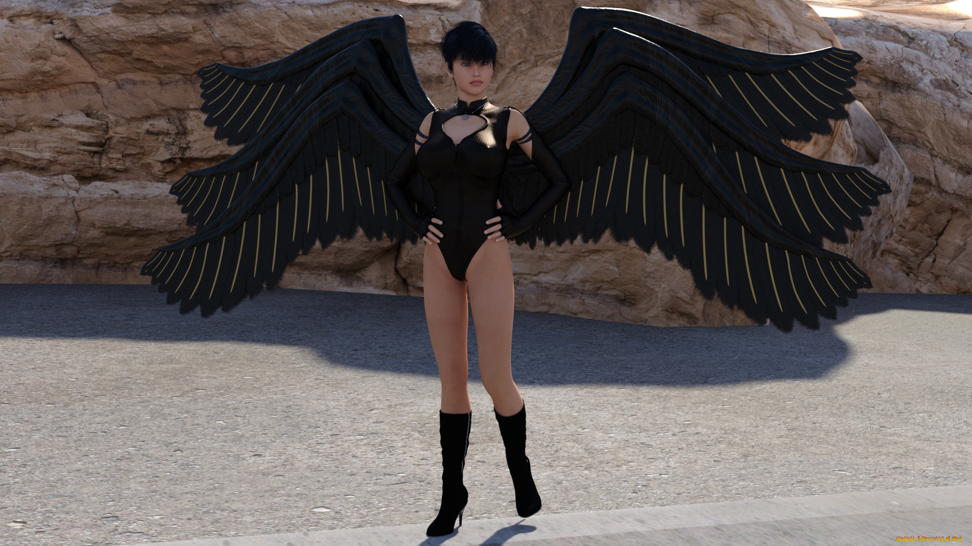 3д, графика, существа, , creatures, демон, взгляд, девушка, фон