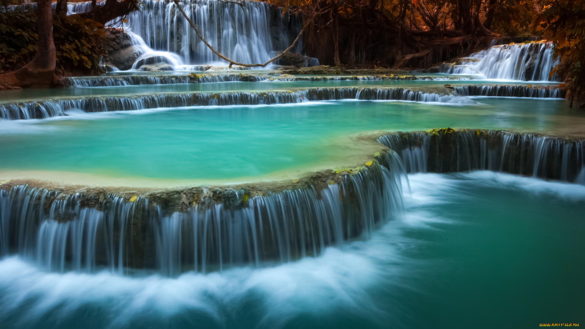 природа, водопады, водопад, джунгли, скалы