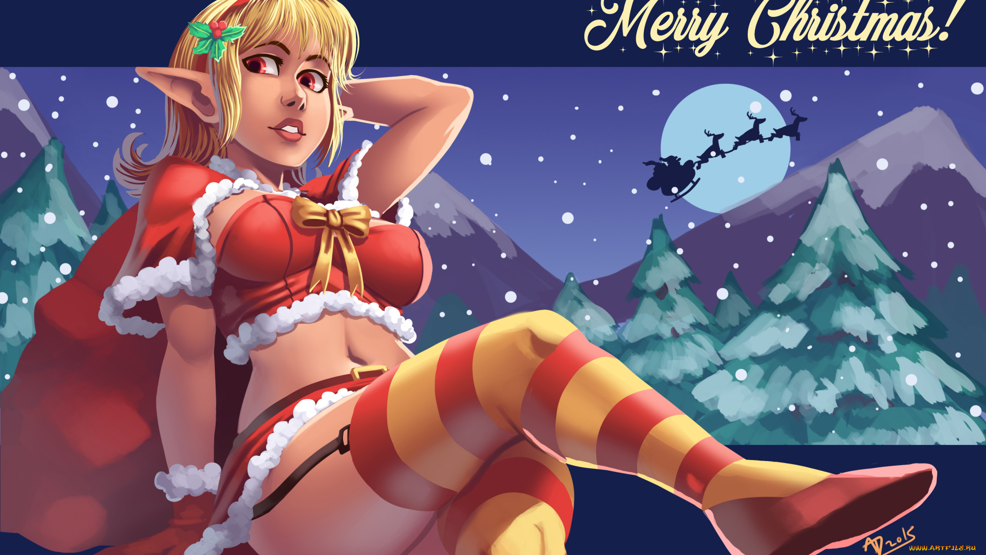 рисованное, праздники, эльфийка, взгляд, фон