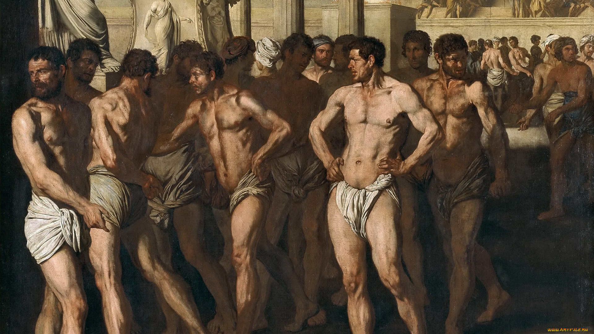 рисованное, живопись, мужчины, история, картина, гладиаторы