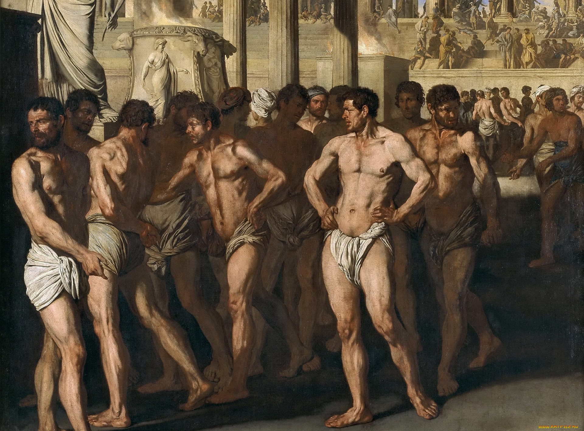 рисованное, живопись, мужчины, история, картина, гладиаторы