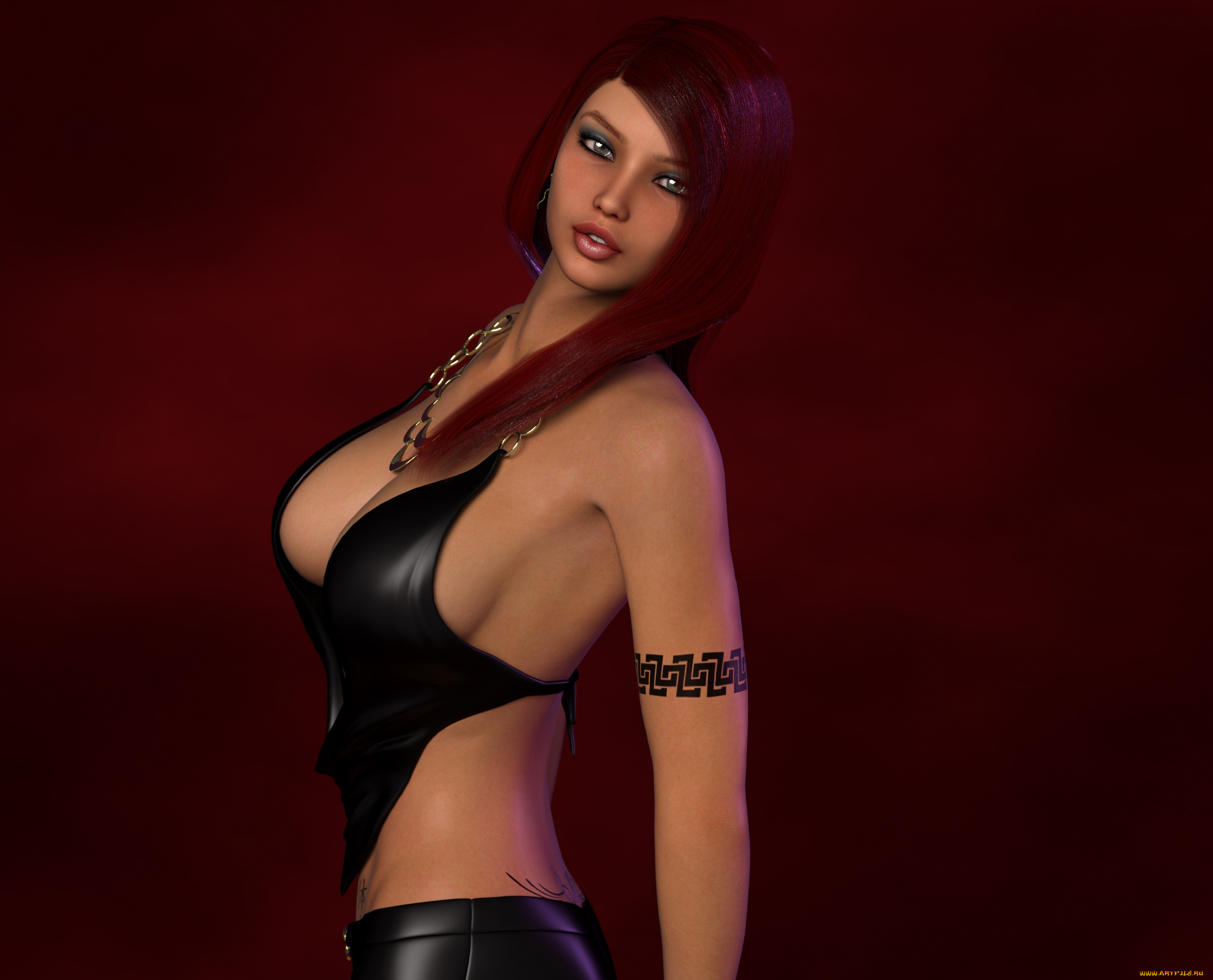 3д, графика, люди, , people, фон, взгляд, девушка, рыжая