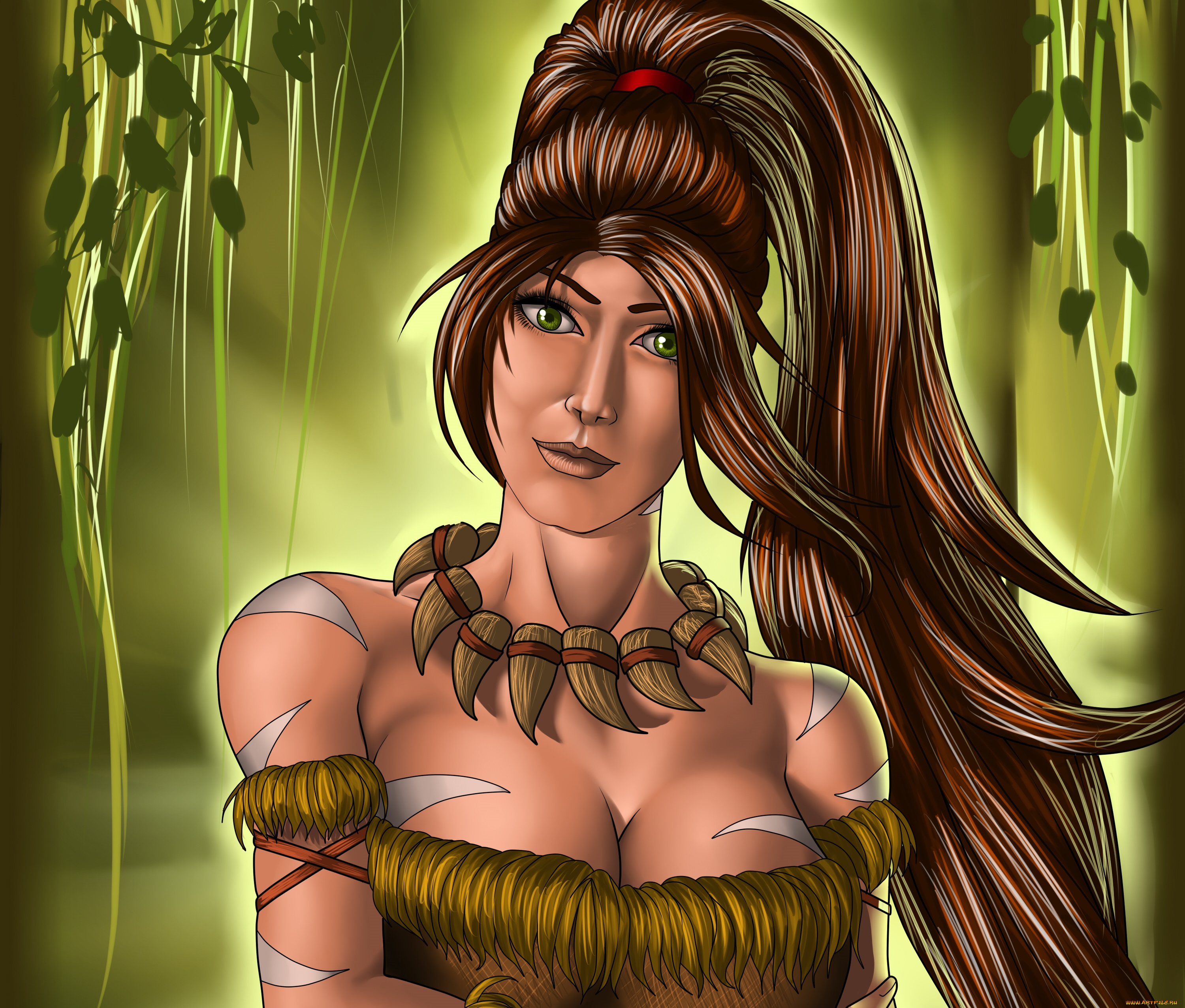 рисованное, люди, фон, взгляд, девушка