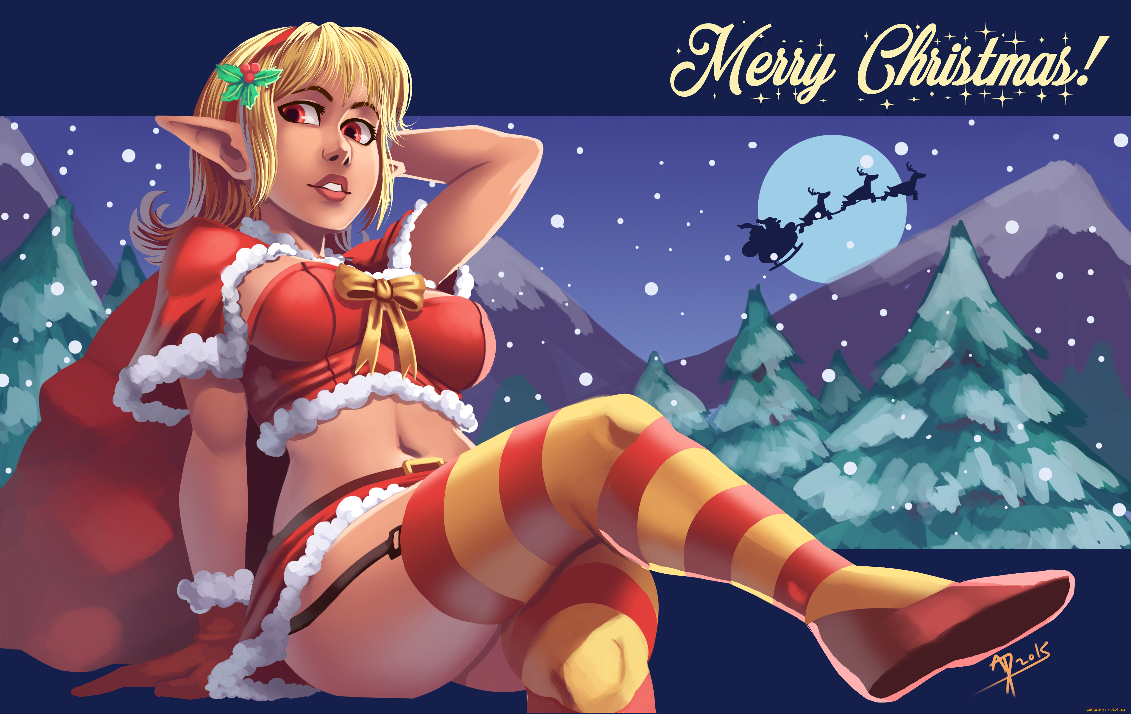 рисованное, праздники, эльфийка, взгляд, фон