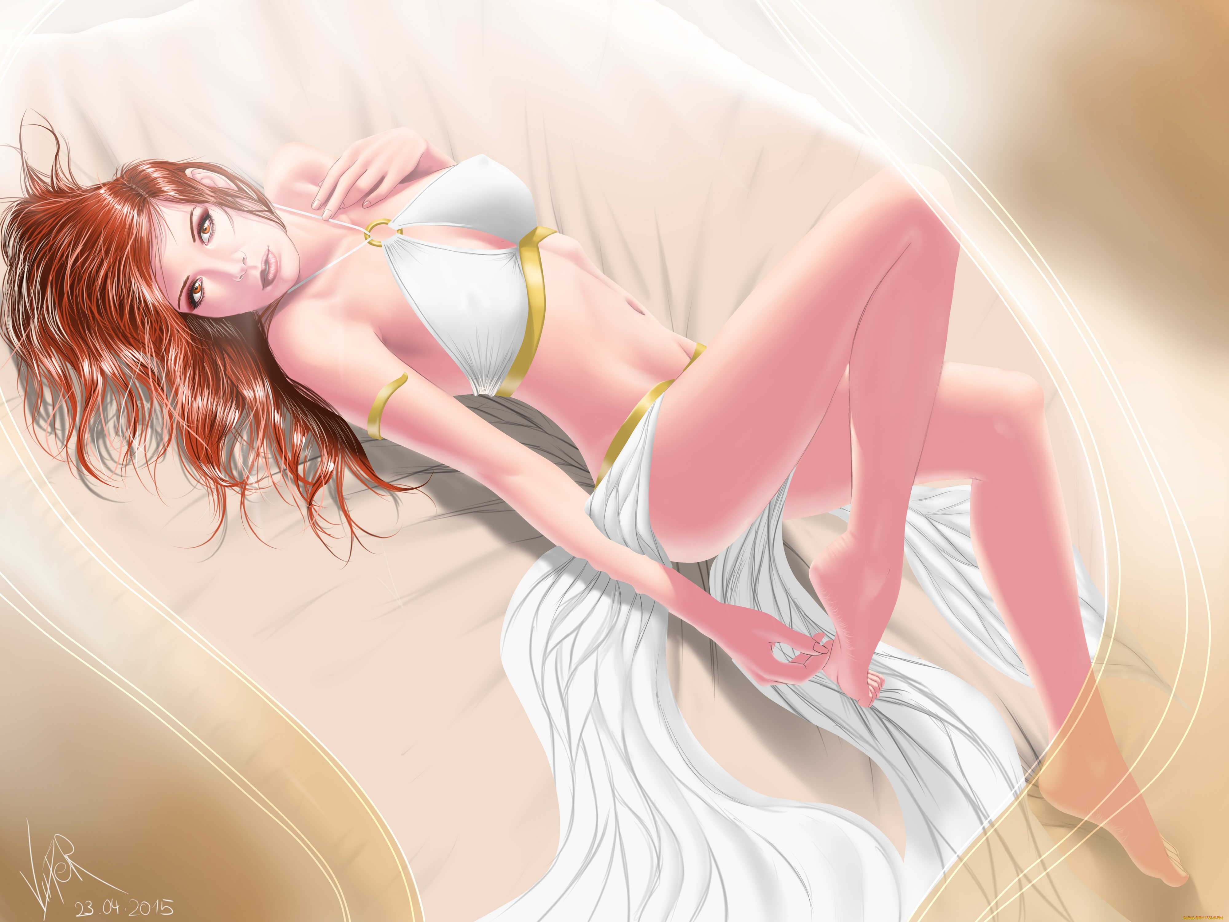 рисованное, люди, фон, взгляд, девушка