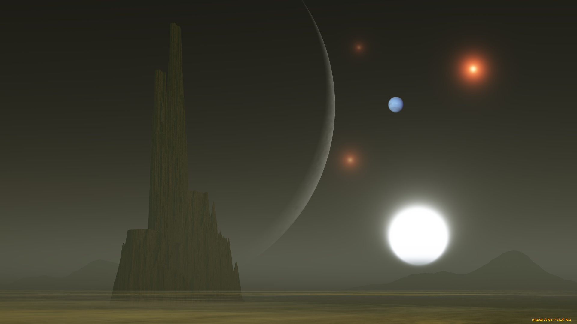 3д, графика, атмосфера, настроение, , atmosphere, , , mood, , поверхность, планеты, горы