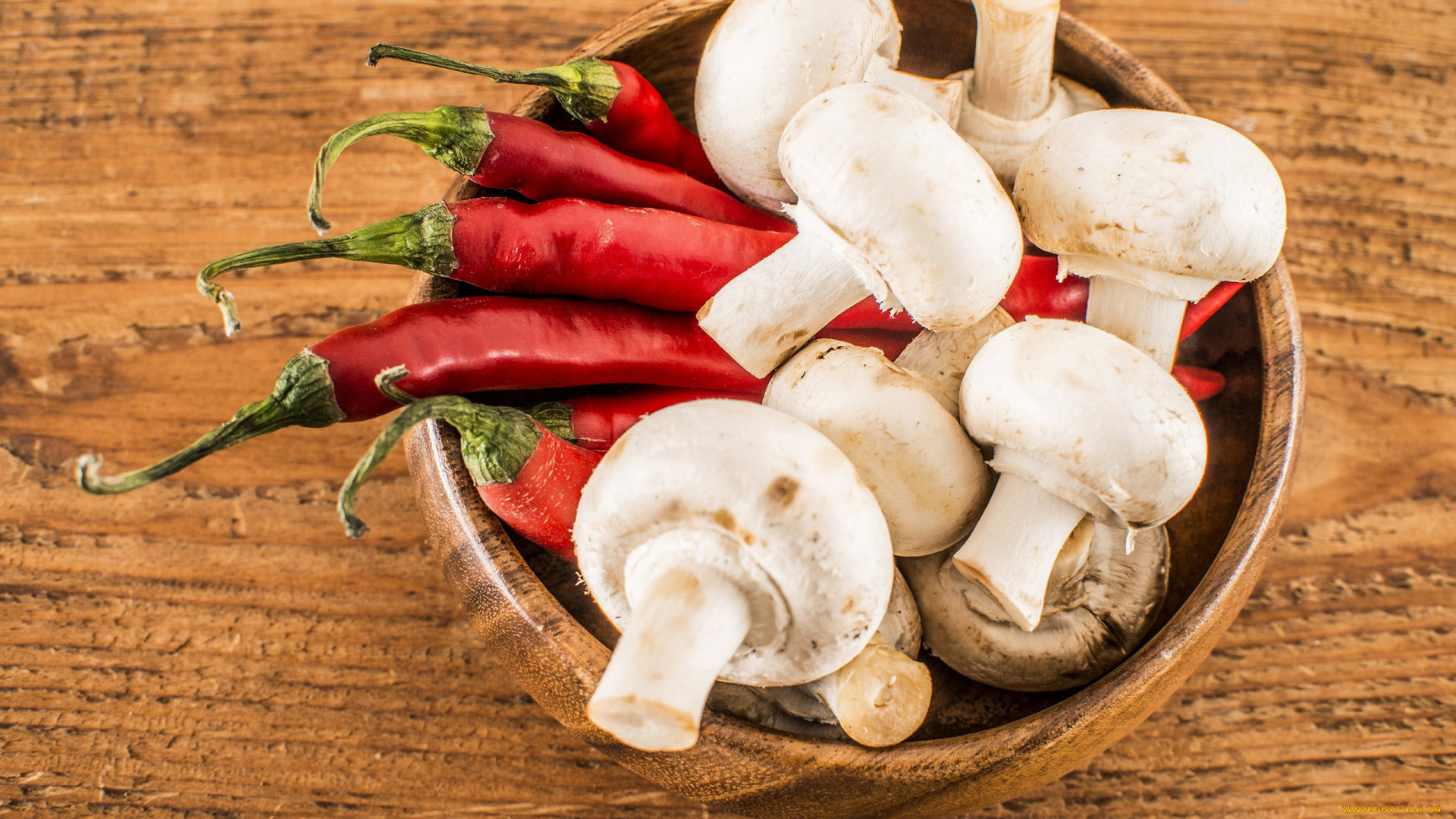 еда, разное, стручки, перец, шампиньоны, грибы, острый, красный