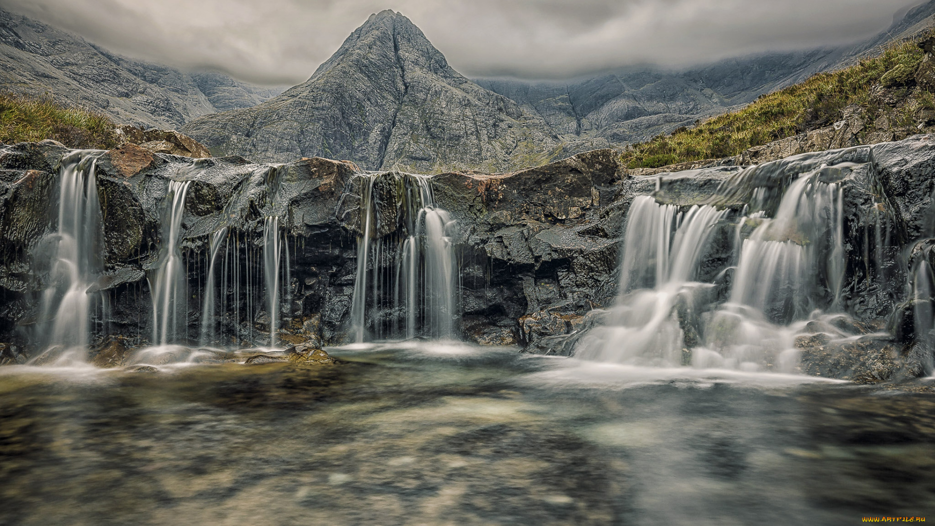 природа, водопады, лес, река, водопад