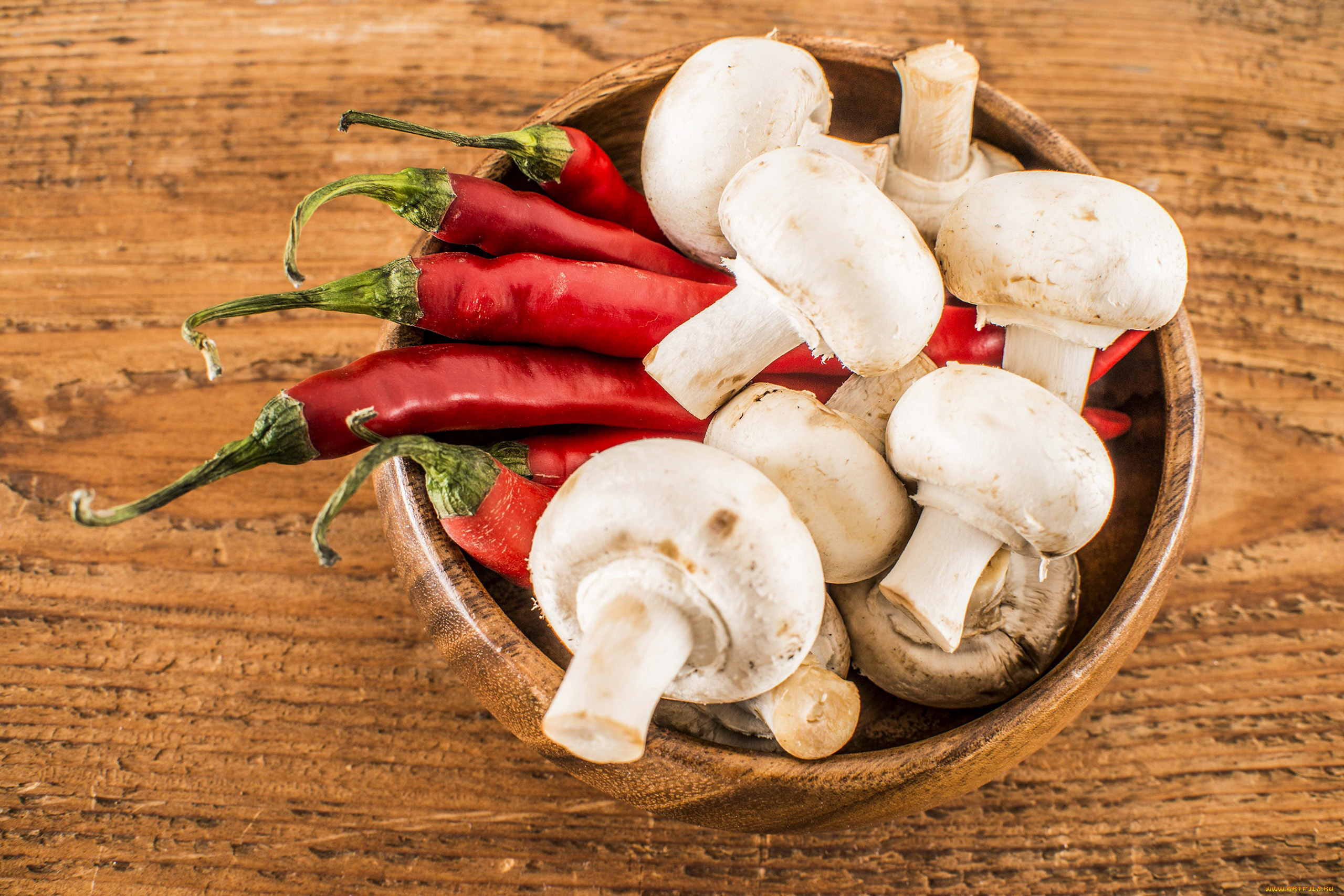 еда, разное, стручки, перец, шампиньоны, грибы, острый, красный