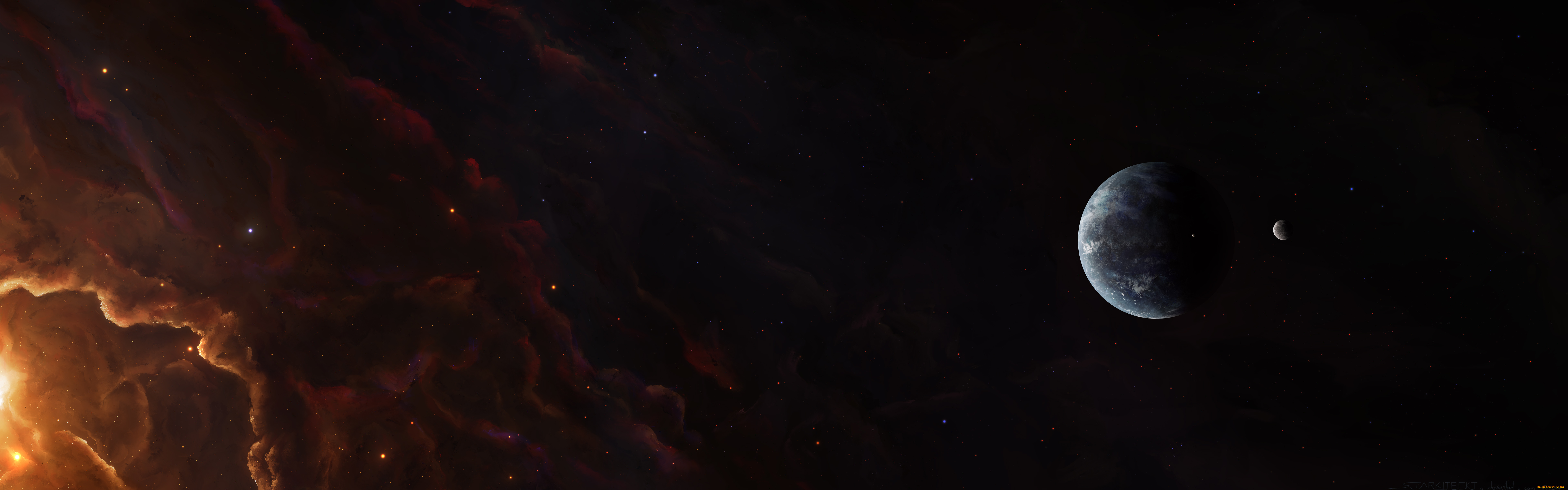 космос, арт, планеты, вселенная, звезды