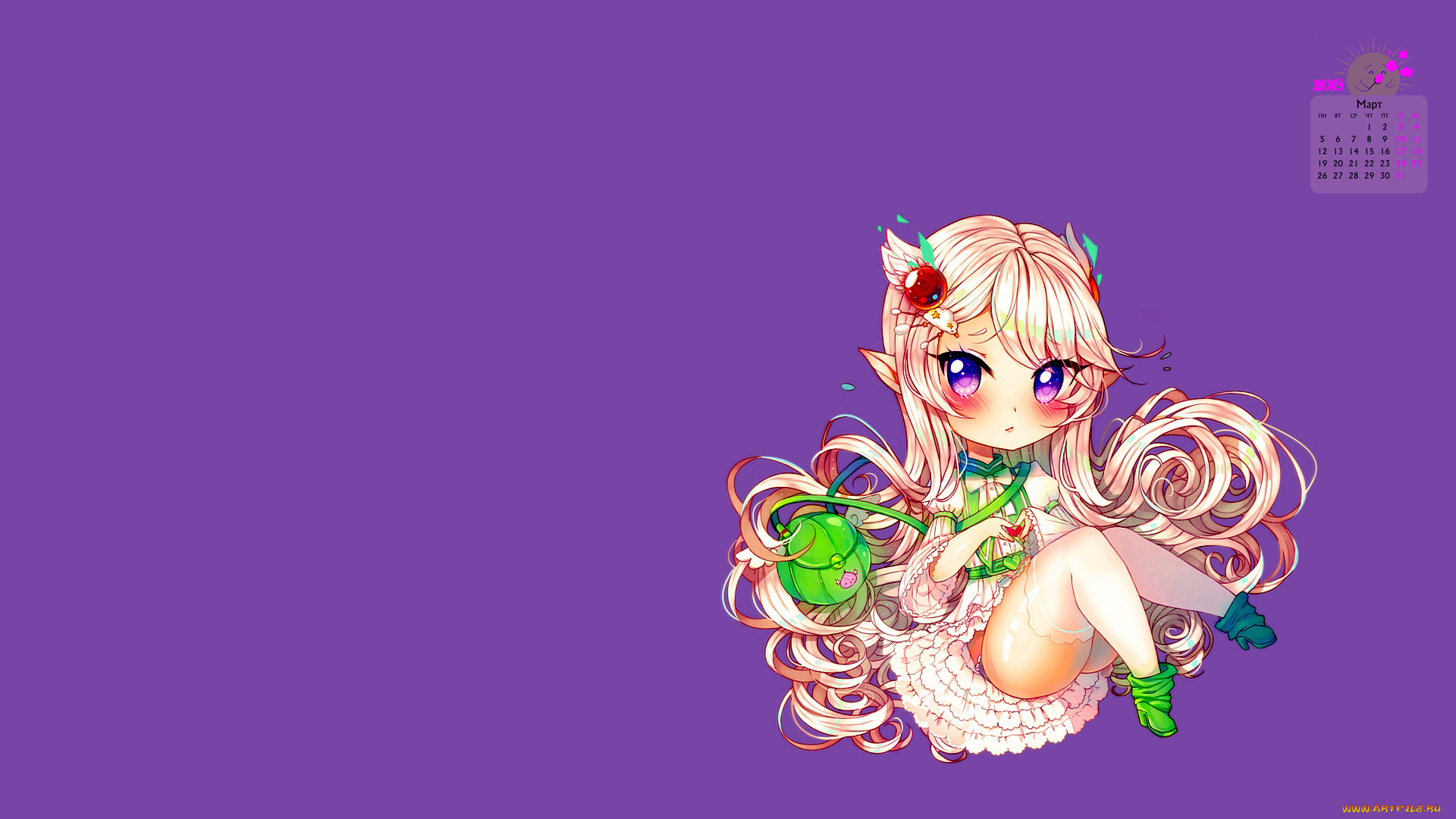 календари, аниме, девочка, 2018, рюкзак, взгляд