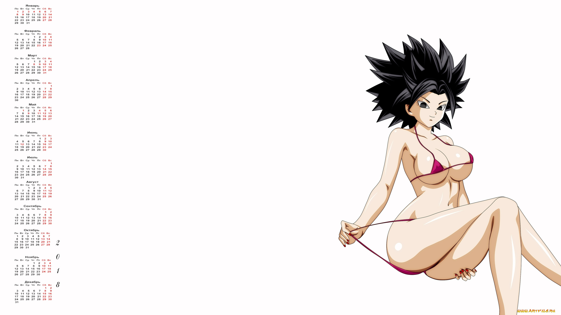 календари, аниме, девушка, взгляд, 2018