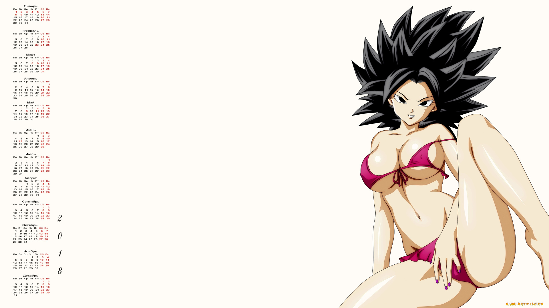 календари, аниме, взгляд, 2018, девушка